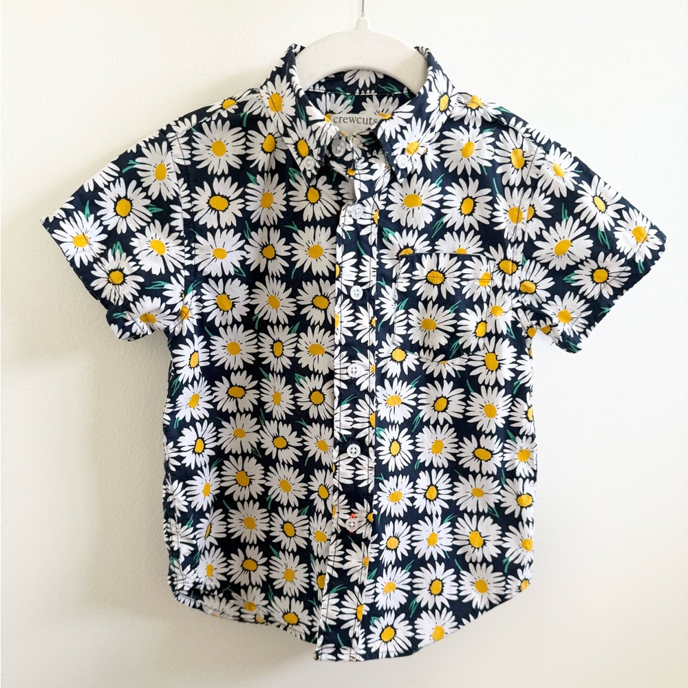 Crew Cuts Button Down Daisy Checkered Shirt Size 3T